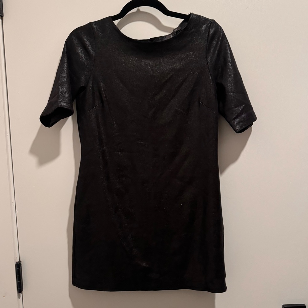 Black soft metallic short sleeve dress
